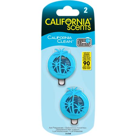 Autóillatosító, mini diffúzer, 2*3 ml, CALIFORNIA SCENTS California Clean