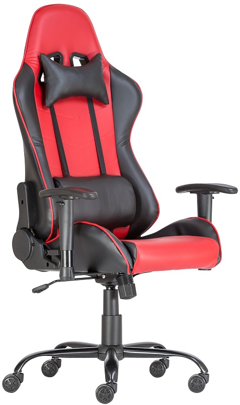 Alpha Racing gamer szék | műbőr borítás | acél lábkereszt | design görgők | fekete-piros