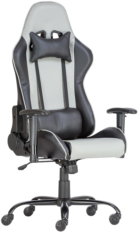 Alpha Racing gamer szék | műbőr borítás | acél lábkereszt | design görgők | fekete-szürke