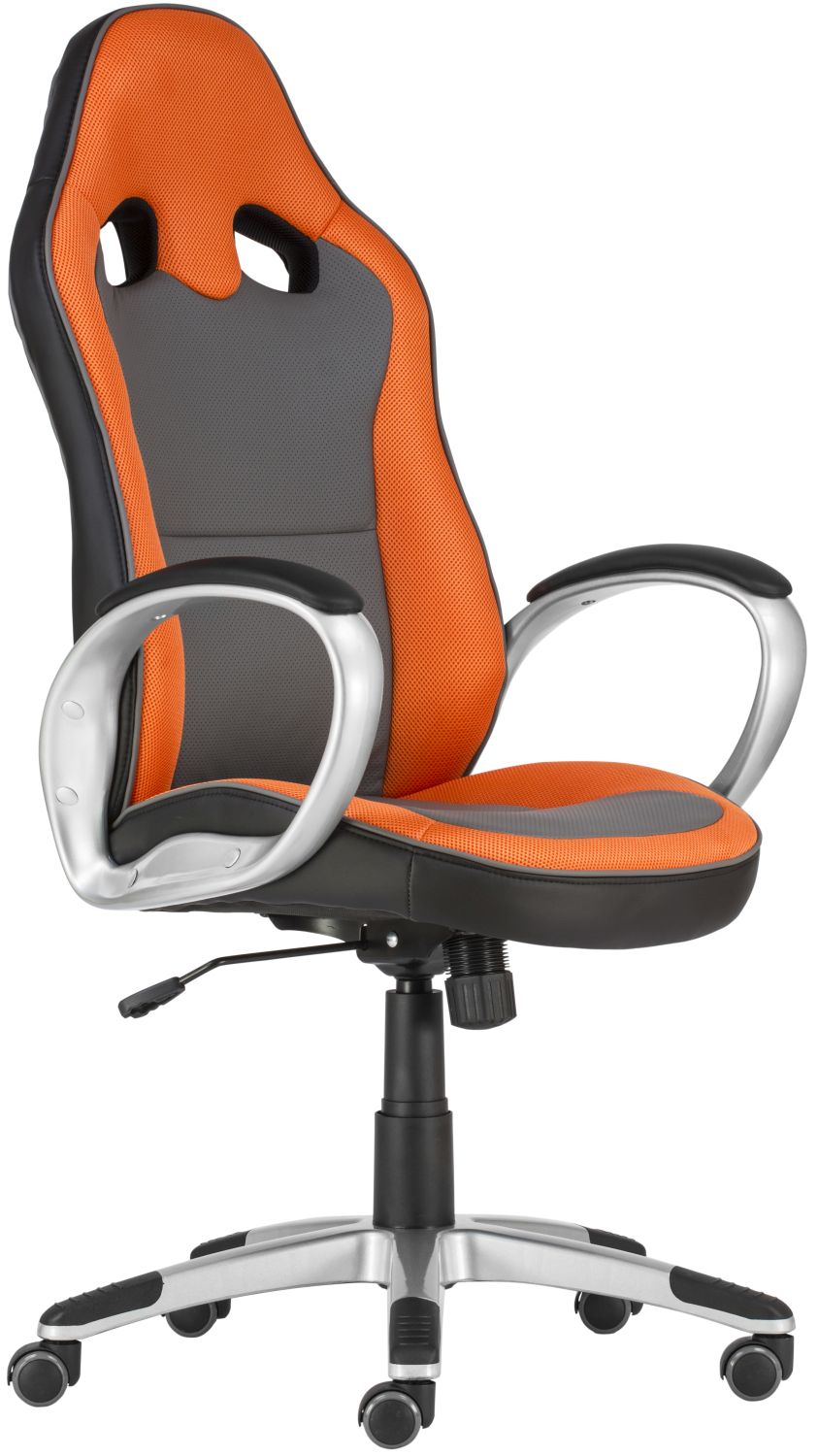 Oregon gamer szék | mesh és műbőr borítás | műanyag lábkereszt | narancs-szürke