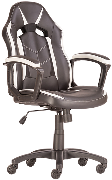 Avondale II gamer szék | műbőr borítás | műanyag lábkereszt | design görgők | fekete-fehér