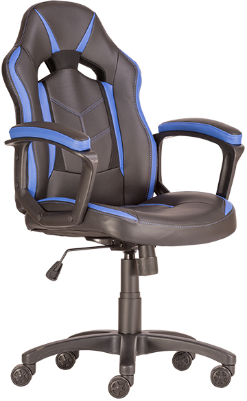 Avondale II gamer szék | műbőr borítás | műanyag lábkereszt | design görgők | fekete-kék