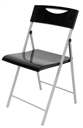 Összecsukható szék, fém és műanyag, ALBA Smile, fekete