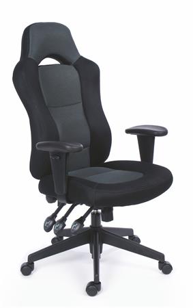 Főnöki szék, fekete/szürke gyöngyszövet-borítás, fekete lábkereszt, MAYAH Racer Plus
