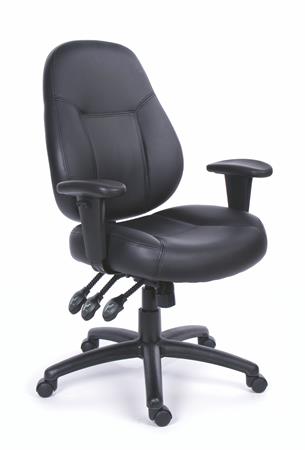 Irodai szék, állítható karfával, fekete, puha bonded bőrborítás, fekete lábkereszt, MAYAH Champion Plus