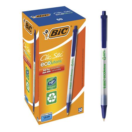 Golyóstoll, 0,32 mm, nyomógombos, BIC Clic Stic ecolutions, kék