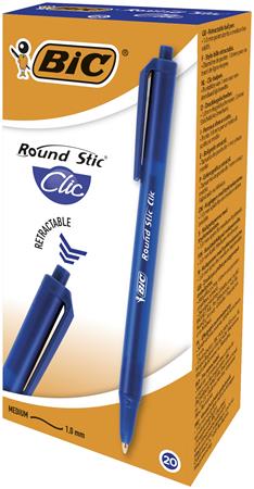 Golyóstoll, 0,32 mm, nyomógombos, BIC Round Stic Clic, kék