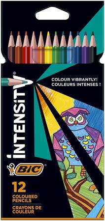Színes ceruza készlet, háromszögletű, BIC Intensity Up, 12 különböző szín