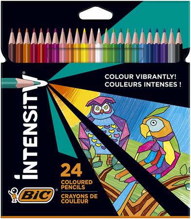 Színes ceruza készlet, háromszögletű, BIC Intensity Up, 24 különböző szín