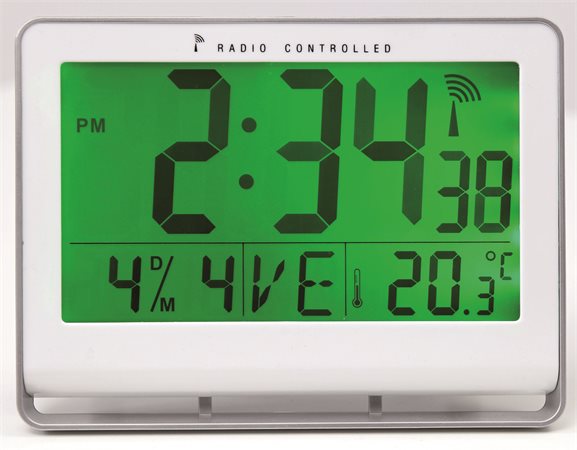Falióra, rádióvezérlésű, LCD kijelzős, 22x20 cm, ALBA Horlcdneo, ezüst