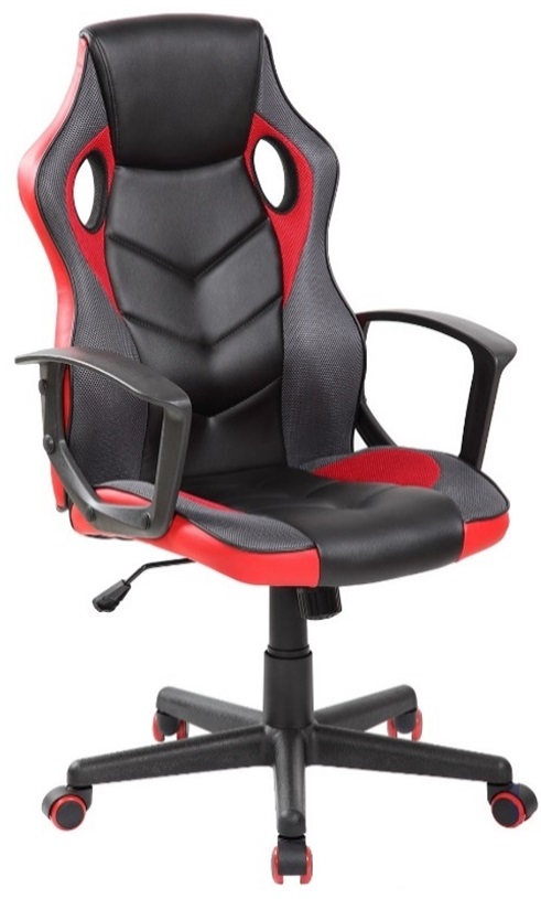 Blinker gamer szék | mesh és műbőr borítás | műanyag lábkereszt | design görgők | fekete-piros