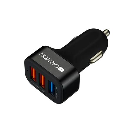 Autós töltő, 3xUSB, QC 3.0, 2,1A, CANYON C-07