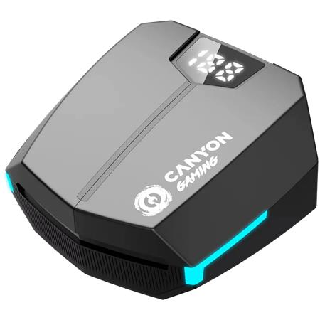 Fülhallgató, vezeték nélküli, Bluetooth 5.3, gaming, CANYON DoubleBee GTWS-2, fekete