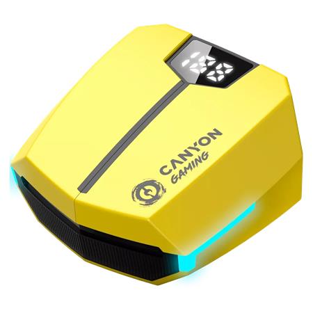 Fülhallgató, vezeték nélküli, Bluetooth 5.3, gaming, CANYON DoubleBee GTWS-2, sárga