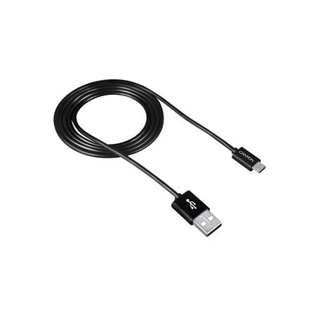 USB kábel, USB 2.0-microUSB, 1 m, CANYON UM-1, fekete