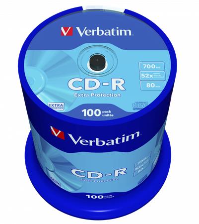 CD-R lemez, 700MB, 52x, 100 db, hengeren, VERBATIM DataLife