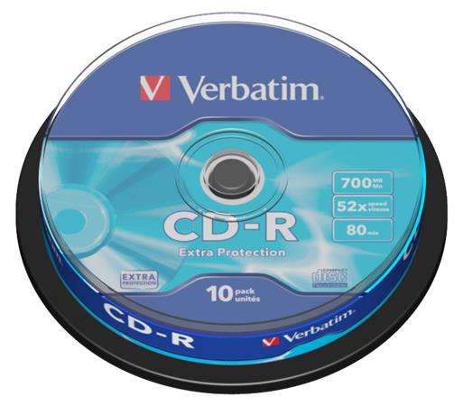 CD-R lemez, 700MB, 52x, 10 db, hengeren, VERBATIM DataLife