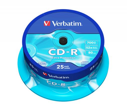 CD-R lemez, 700MB, 52x, 25 db, hengeren, VERBATIM DataLife