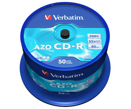 CD-R lemez, Crystal bevonat, AZO, 700MB, 52x, 50 db, hengeren VERBATIM DataLife Plus