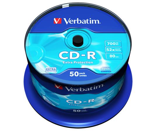 CD-R lemez, 700MB, 52x, 50 db, hengeren, VERBATIM DataLife