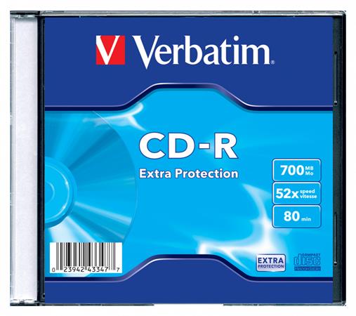 CD-R lemez, 700MB, 52x, 1 db, vékony tok, VERBATIM DataLife