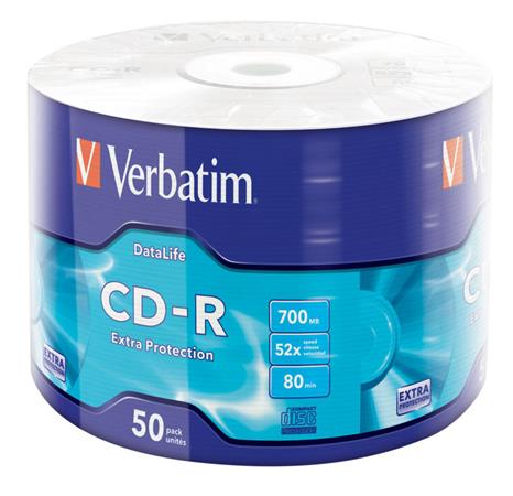 CD-R lemez, 700MB, 52x, 50 db, zsugor csomagolás, VERBATIM DataLife