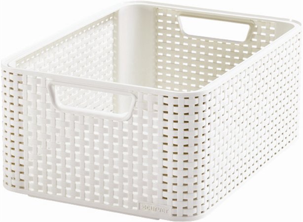 Rattan hatású kosár, 18l, törtfehér, CURVER Style M