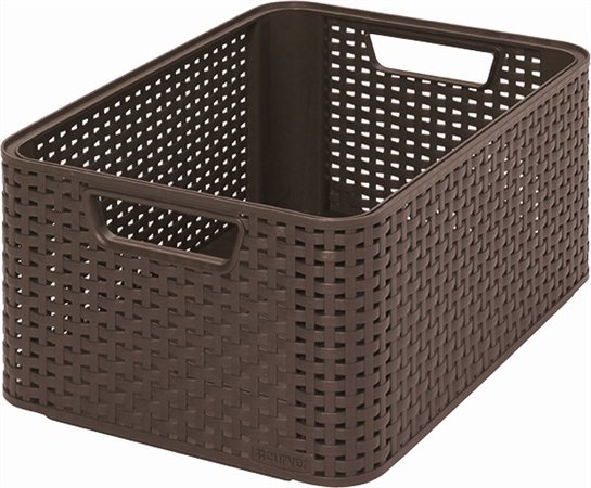 Rattan hatású kosár, 18l, sötétbarna, CURVER Style M