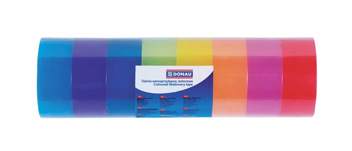 Ragasztószalag, 18 mm x 18 m, DONAU, vegyes színek