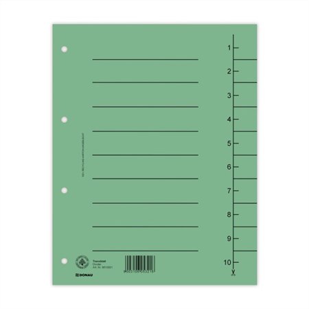 Regiszter, karton, A4, DONAU, zöld