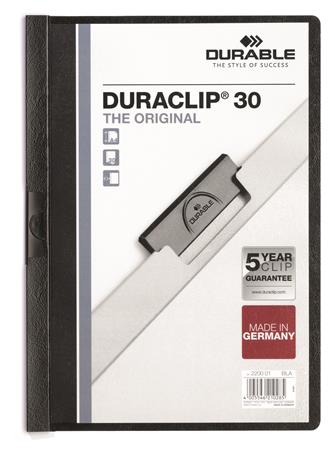 Gyorsfűző, klipes, A4, DURABLE DURACLIP® 30, fekete