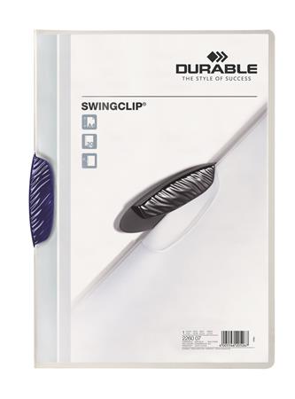 Gyorsfűző, klipes, A4, DURABLE Swingclip® 30, sötétkék