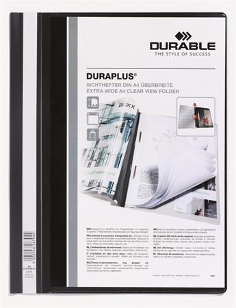 Gyorsfűző, A4, széles, panorámás, DURABLE DURAPLUS®, fekete