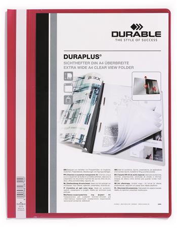 Gyorsfűző, A4, széles, panorámás, DURABLE DURAPLUS®, piros