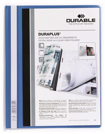 Gyorsfűző, A4, széles, panorámás, DURABLE DURAPLUS®, kék