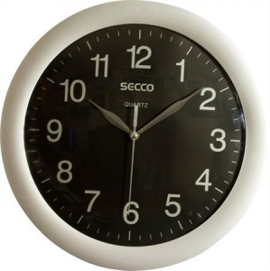Falióra, 30 cm, SECCO Sweep Second, ezüst/fekete