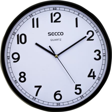 Falióra, 29,5 cm,  fekete keretes, SECCO Sweep second