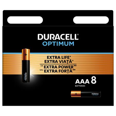 Elem, AAA mikro, 8 db, DURACELL Optimum