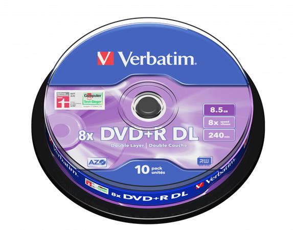DVD+R lemez, kétrétegű, 8,5GB, 8x, 10 db, hengeren, VERBATIM Double Layer