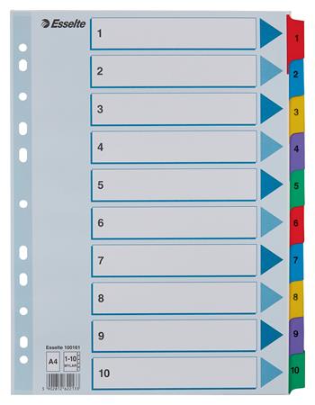 Regiszter, karton, A4, 1-10, ESSELTE Mylar