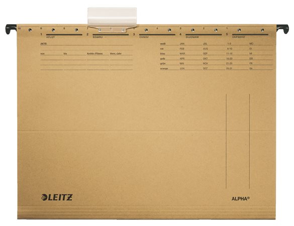 Függőmappa, karton, A4, LEITZ Alpha Standard, natúr