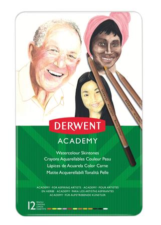Akvarell ceruza készlet, DERWENT Academy, 12 különböző szín