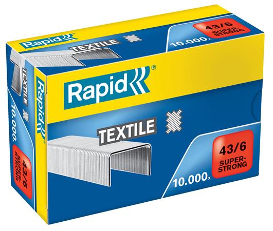 Tűzőkapocs, 43/6, horganyzott, textil, RAPID Superstrong