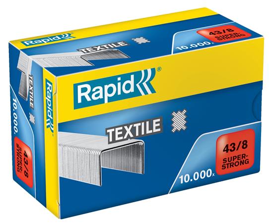 Tűzőkapocs, 43/8, horganyzott, textil, RAPID Superstrong