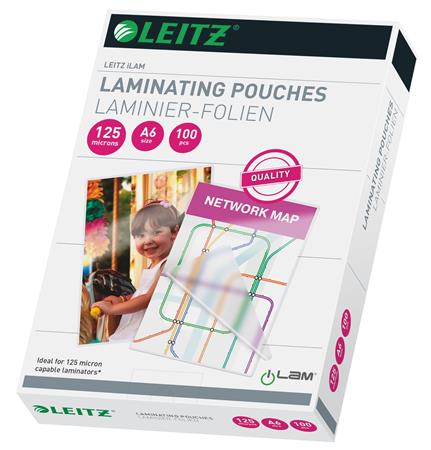 LEITZ "iLam" A6 fényes lamináló fólia, 125 mikron, 100 db