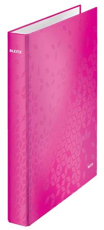 Gyűrűs könyv, 2 gyűrű, D alakú, 40 mm, A4 Maxi, karton, LEITZ Wow, rózsaszín