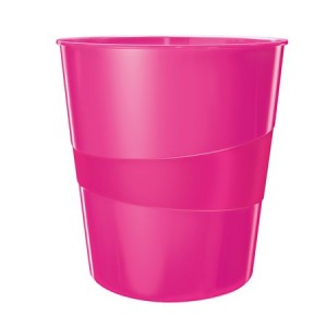 Papírkosár, 15 liter, LEITZ Wow, rózsaszín