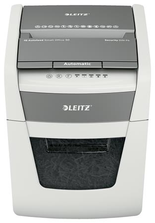 Leitz IQ AutoFeed SmallOffice 50 P4 Pro iratmegsemmisítő | 4x28 mm konfetti | 50 lap | 20l kosár