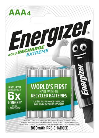 Tölthető elem, AAA mikro, 4x800 mAh, előtöltött, ENERGIZER Extreme