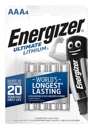 Elem, AAA mikro, 4 db, Lítium, ENERGIZER Ultimate Lithium